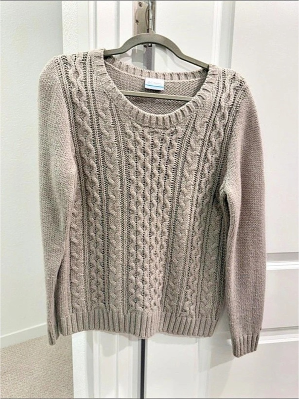 Columbia Cable Knit Sweater Gray Size Medium
